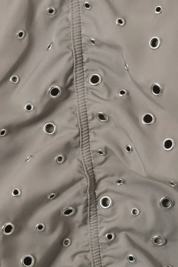 Cropped Eyelet Bomber Jacket – Dusty Mole Cropped Eyelet Bomber Jacket – Dusty Mole