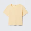 Cropped Fitted Cotton T-Shirt – Light Yellow