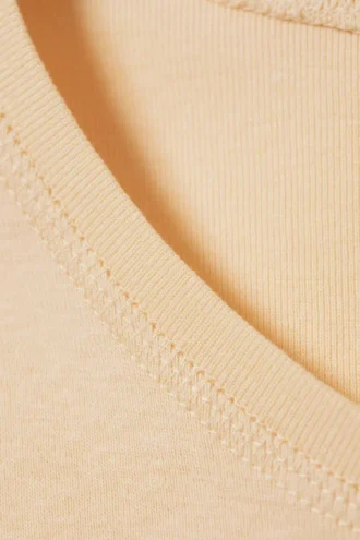 Cropped Fitted Cotton T-Shirt – Light Yellow