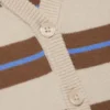 Cropped Knitted V-Neck Cardigan – Striped Brown Cropped Knitted V-Neck Cardigan – Striped Brown