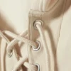 Cropped Lace-Up Hoodie – Light Beige