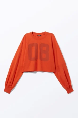 Cropped Long-Sleeved T-Shirt – Bright Orange – 08