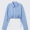Cropped Loose Cargo Shirt – Light Blue Cropped Loose Cargo Shirt – Light Blue