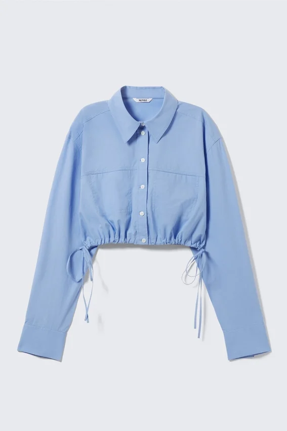 Cropped Loose Cargo Shirt – Light Blue Cropped Loose Cargo Shirt – Light Blue
