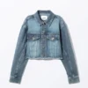 Cropped Oversized Barrel-Sleeved Denim Jacket – Starling Blue Cropped Oversized Barrel-Sleeved Denim Jacket – Starling Blue