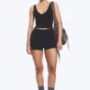 Cropped Plunge Sports Top – Black Cropped Plunge Sports Top – Black
