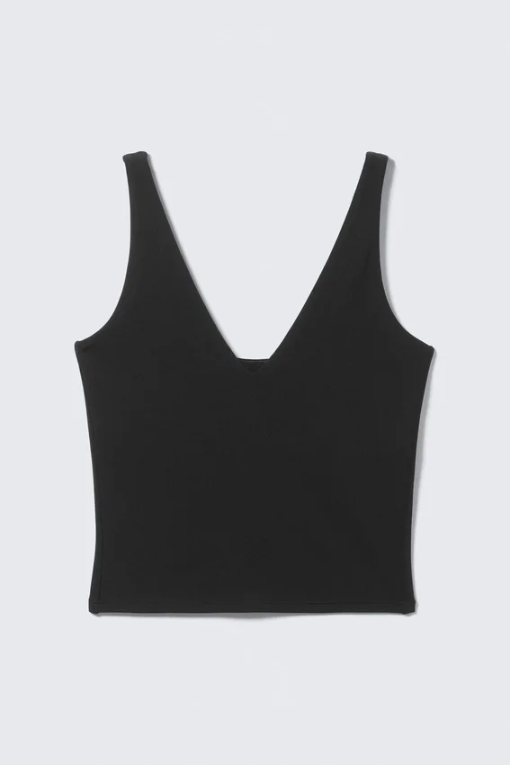 Cropped Plunge Sports Top – Black Cropped Plunge Sports Top – Black