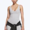 Cropped Plunge Sports Top – Grey