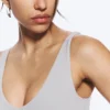Cropped Plunge Sports Top – Grey