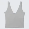Cropped Plunge Sports Top – Grey