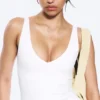 Cropped Plunge Sports Top – White Cropped Plunge Sports Top – White