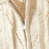 Cropped Pointelle Knit Zip Hoodie – Off-White Cropped Pointelle Knit Zip Hoodie – Off-White