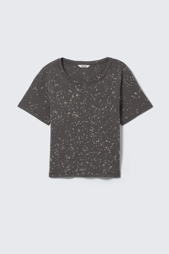 Cropped Printed Ribbed Cotton T-Shirt – Black – Acid Spray Cropped Printed Ribbed Cotton T-Shirt – Black – Acid Spray
