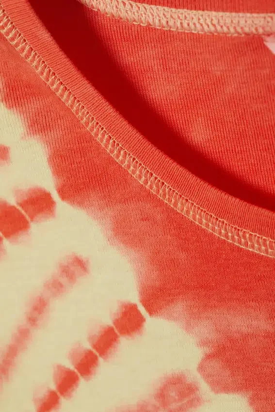 Cropped Printed Ribbed Cotton T-Shirt – Bright Red Tie-Dye Cropped Printed Ribbed Cotton T-Shirt – Bright Red Tie-Dye