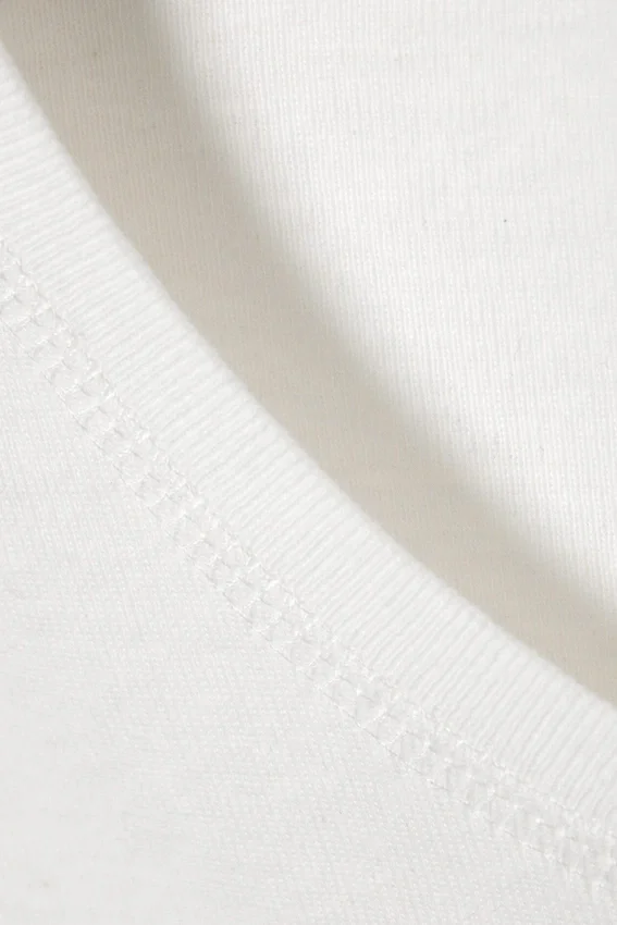 Cropped Printed Ribbed Cotton T-Shirt – White – Dragon Fruit Cropped Printed Ribbed Cotton T-Shirt – White – Dragon Fruit