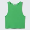 Cropped Ribbed Cotton Tank – Bright Green Cropped Ribbed Cotton Tank – Bright Green