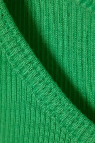 Cropped Ribbed Cotton Tank – Bright Green