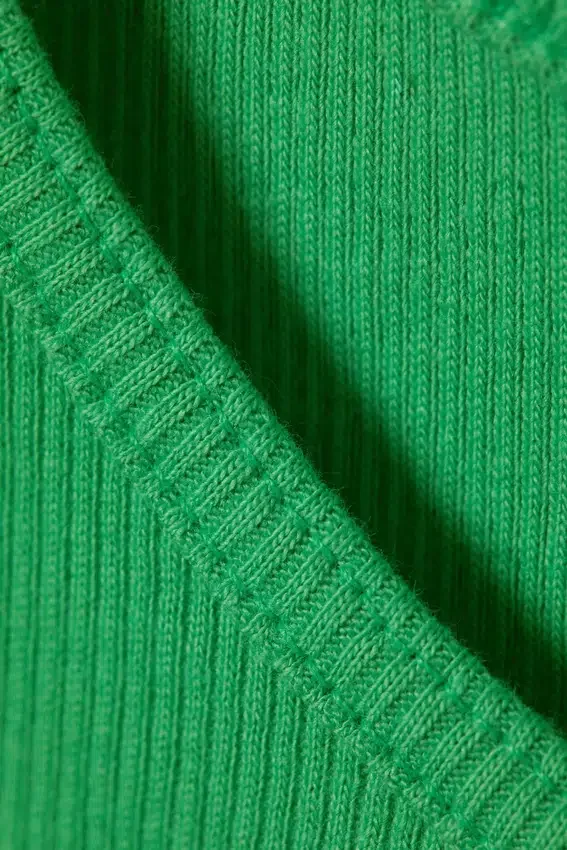 Cropped Ribbed Cotton Tank – Bright Green Cropped Ribbed Cotton Tank – Bright Green