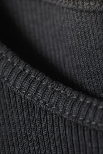 Cropped Ribbed Cotton Tank – Dark Grey