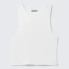 Cropped Ribbed Cotton Tank – White