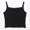Cropped Ribbed Tank Top – Black