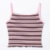 Cropped Ribbed Tank Top – Dark Red Stripe