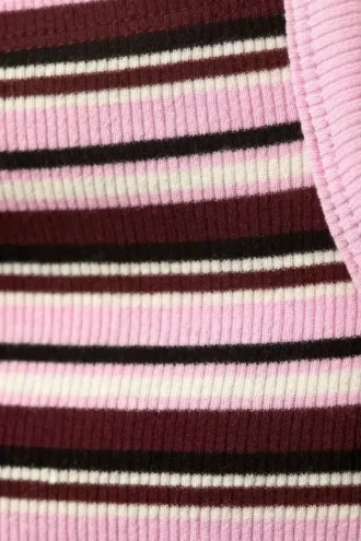 Cropped Ribbed Tank Top – Dark Red Stripe