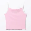 Cropped Ribbed Tank Top – Pink