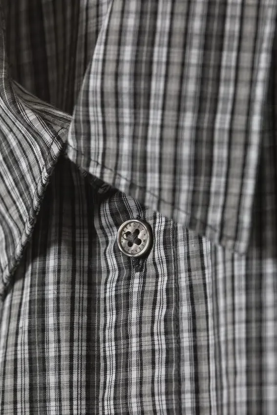 Cropped Short Sleeve Shirt – Black & White Check Cropped Short Sleeve Shirt – Black & White Check