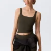 Cropped Sports Top – Dark Brown Cropped Sports Top – Dark Brown
