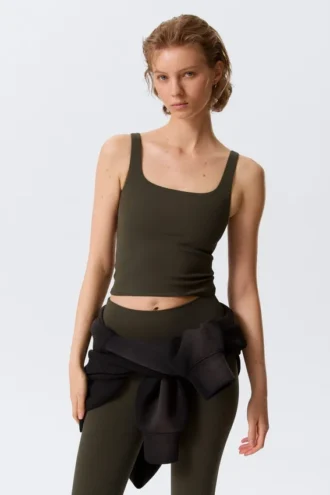 Cropped Sports Top – Dark Brown