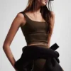 Cropped Sports Top – Dark Brown Cropped Sports Top – Dark Brown