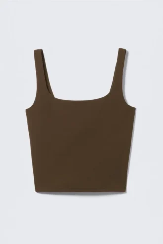 Cropped Sports Top – Dark Brown