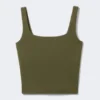 Cropped Sports Top – Dark Khaki Green Cropped Sports Top – Dark Khaki Green