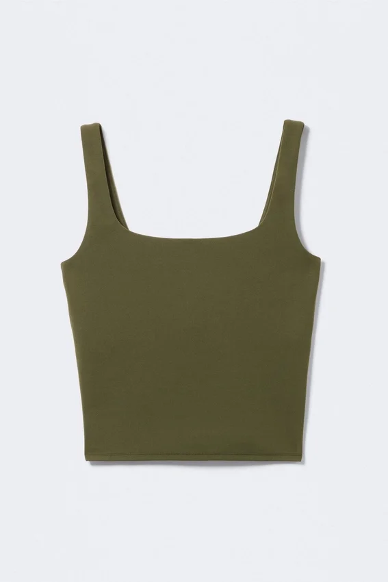Cropped Sports Top – Dark Khaki Green Cropped Sports Top – Dark Khaki Green