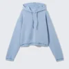 Cropped Terry Pyjama Hoodie – Dusty Blue