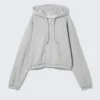 Cropped Terry Pyjama Hoodie – Grey Melange