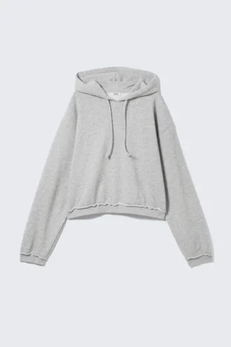 Cropped Terry Pyjama Hoodie – Grey Melange