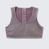 Cropped Zip-Back Denim Bralette – Washed Lilac