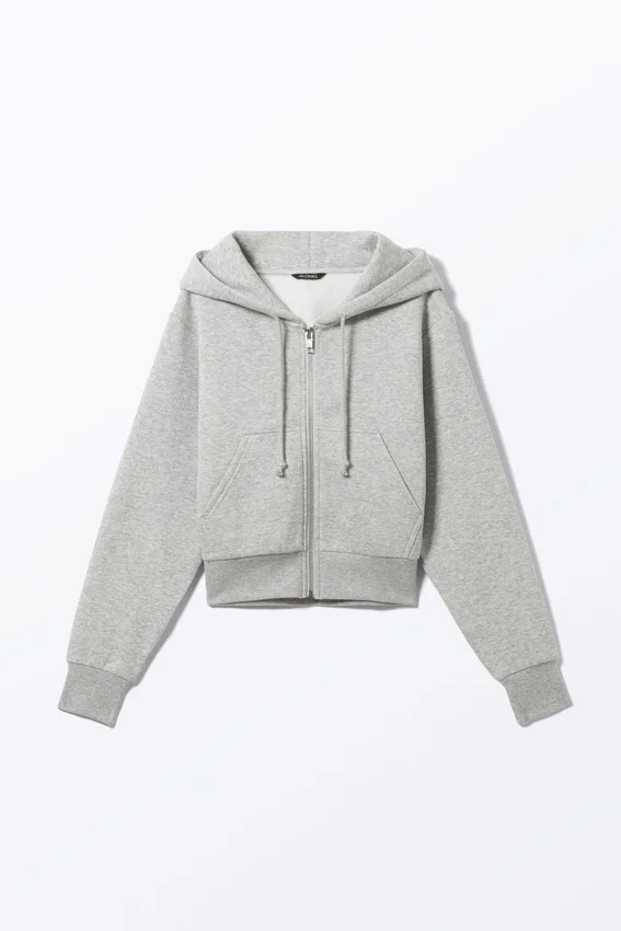Cropped Zip Hoodie – Washed Light Grey Cropped Zip Hoodie – Washed Light Grey