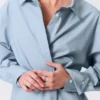 Cross-Buttoned Long-Sleeved Cotton Shirt – Light Blue Cross-Buttoned Long-Sleeved Cotton Shirt – Light Blue