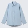 Cross-Buttoned Long-Sleeved Cotton Shirt – Light Blue Cross-Buttoned Long-Sleeved Cotton Shirt – Light Blue