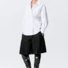 Cross-Buttoned Long-Sleeved Cotton Shirt – White Cross-Buttoned Long-Sleeved Cotton Shirt – White