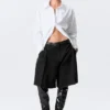 Cross-Buttoned Long-Sleeved Cotton Shirt – White Cross-Buttoned Long-Sleeved Cotton Shirt – White