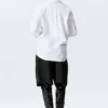 Cross-Buttoned Long-Sleeved Cotton Shirt – White Cross-Buttoned Long-Sleeved Cotton Shirt – White