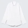 Cross-Buttoned Long-Sleeved Cotton Shirt – White Cross-Buttoned Long-Sleeved Cotton Shirt – White
