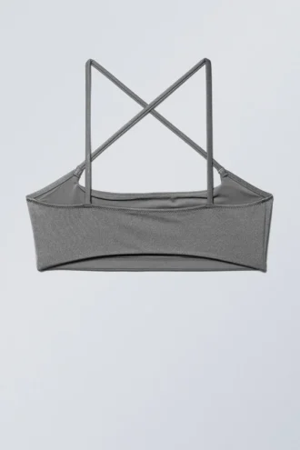 Cross Front Bikini Top – Grey Shimmer