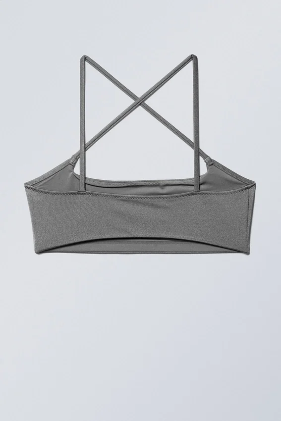 Cross Front Bikini Top – Grey Shimmer Cross Front Bikini Top – Grey Shimmer