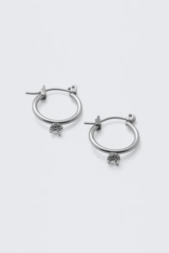 Crush Hoop Earrings – Shiny Rhodium