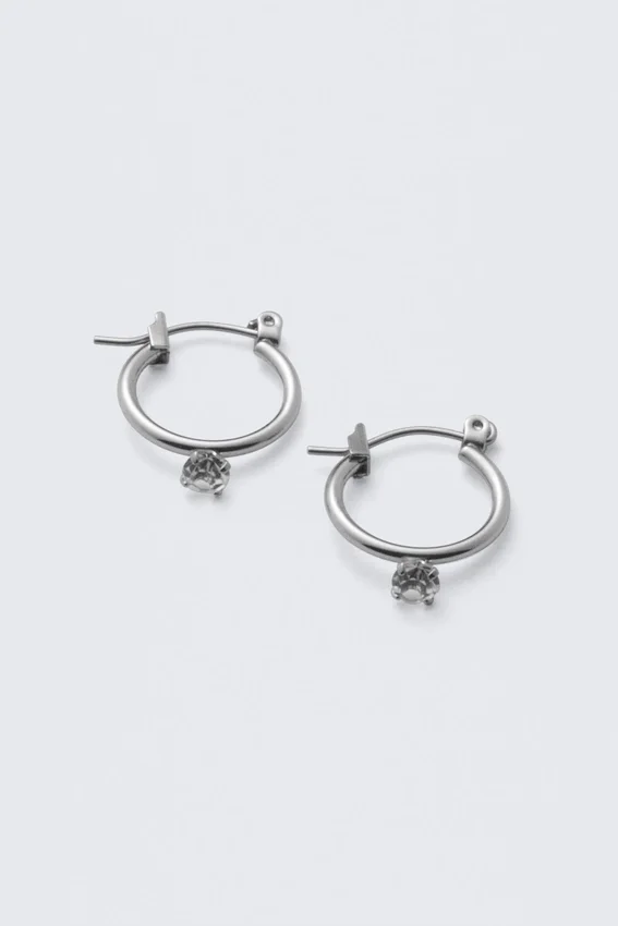 Crush Hoop Earrings – Shiny Rhodium Crush Hoop Earrings – Shiny Rhodium